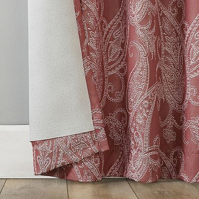 Sun Zero Pedra Paisley Embroidery 100% Blackout Single Curtain Panel