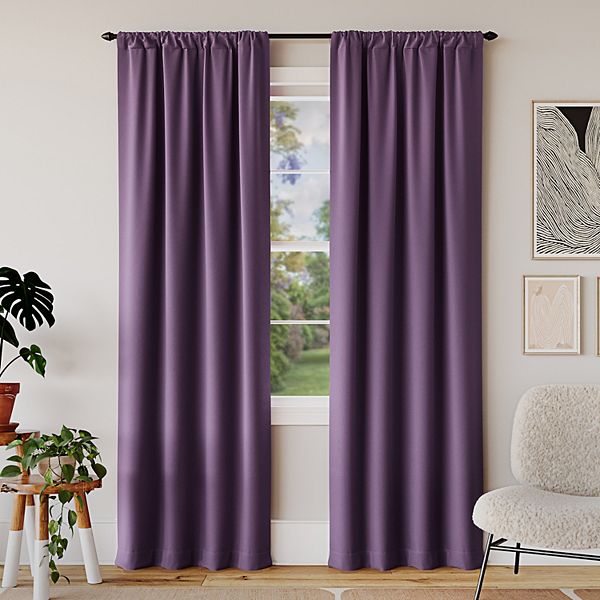 Sun Zero Rianna Theater Grade Extreme 100% Blackout Rod Pocket Single Curtain Panel - Amethyst Purple (40X63)