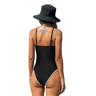 Women's CUPSHE Shell Stitch V-Neck One Piece Swimsuit