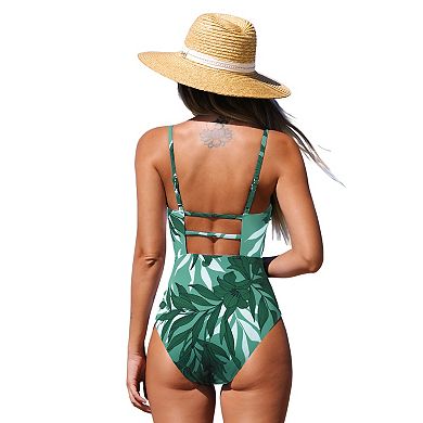 Women's CUPSHE Strappy Shirred One Piece Swimsuit