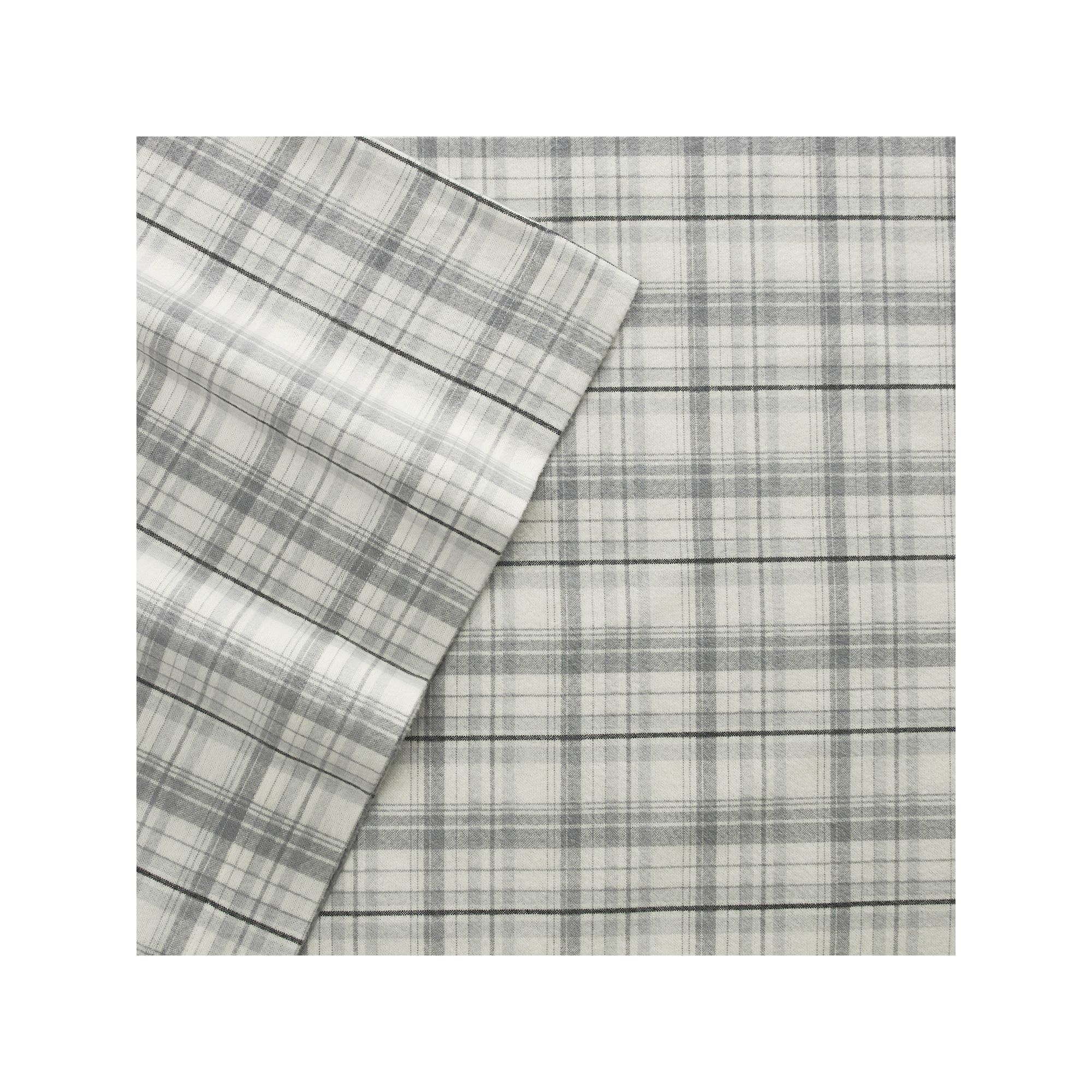 Eddie Bauer Plaid & Stripes Flannel Sheet Set, Gray Plaid