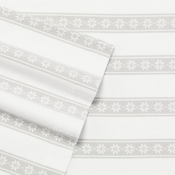 Eddie Bauer Plaid & Stripes Flannel Sheet Set - Snowflake Fair Isle (KING SET)