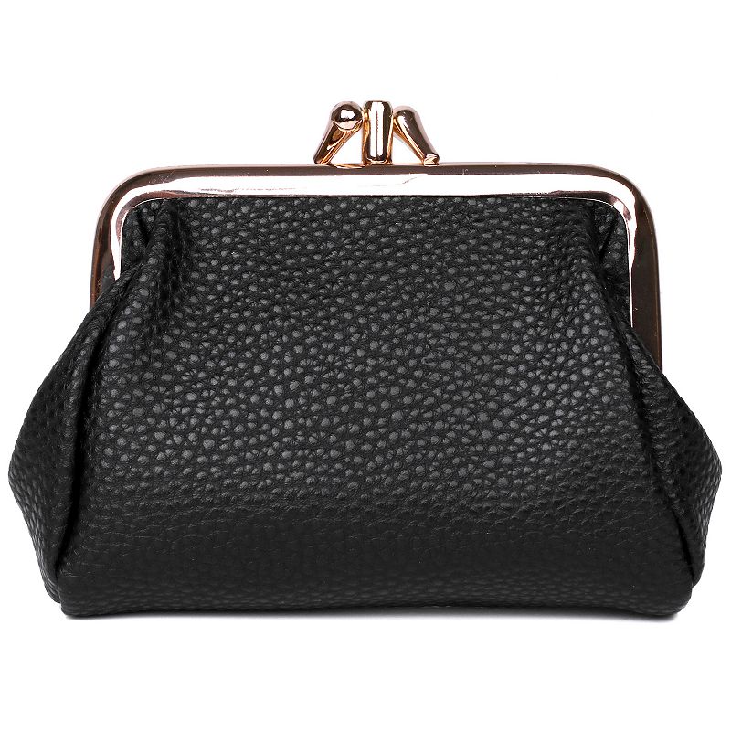 Julia Buxton Pebble Faux-Leather Pik-Me-Up Triple Frame Coin Purse, Black