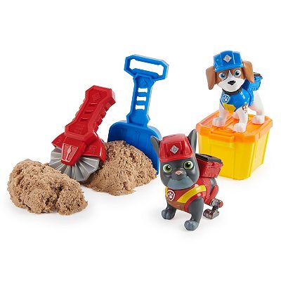 PAW Patrol Rubble Crew Charger and Wheeler Action Figures and Kinetic Sand Set