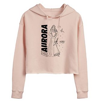 Disney's Sleeping Beauty Aurora Juniors' Autograph Cropped Graphic Hoodie