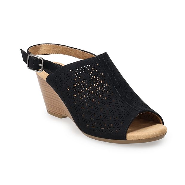 Black fashion wedge sandals kohls