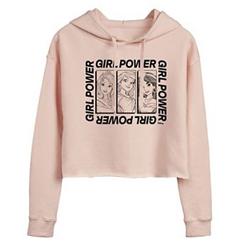 Disney Princess Ariel, Belle & Aurora Juniors' Girl Power Cropped Hoodie