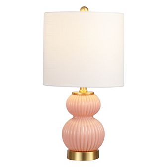 Daphne 20" Contemporary Transitional Metal/Glass Ribbed Gourd LED Table Lamp