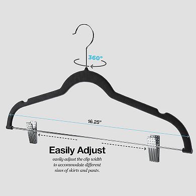 10 Pack Skirt Hangers with Clips Black Velvet Hangers Use for Skirt Ultra Thin Non Slip Black