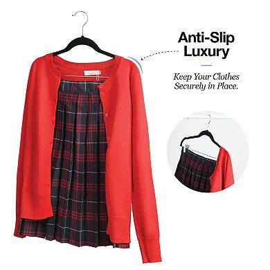 10 Pack Skirt Hangers with Clips Black Velvet Hangers Use for Skirt Ultra Thin Non Slip Black