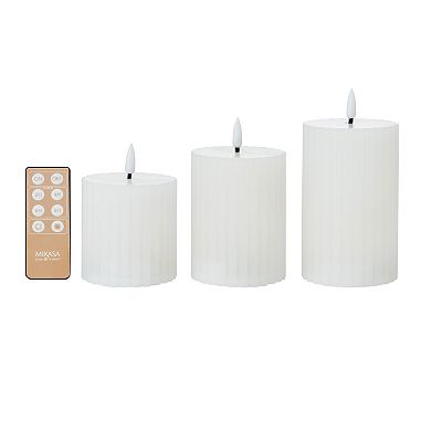 Mikasa Teardrop Wick LED Wax Pillar Candle 3-piece Set