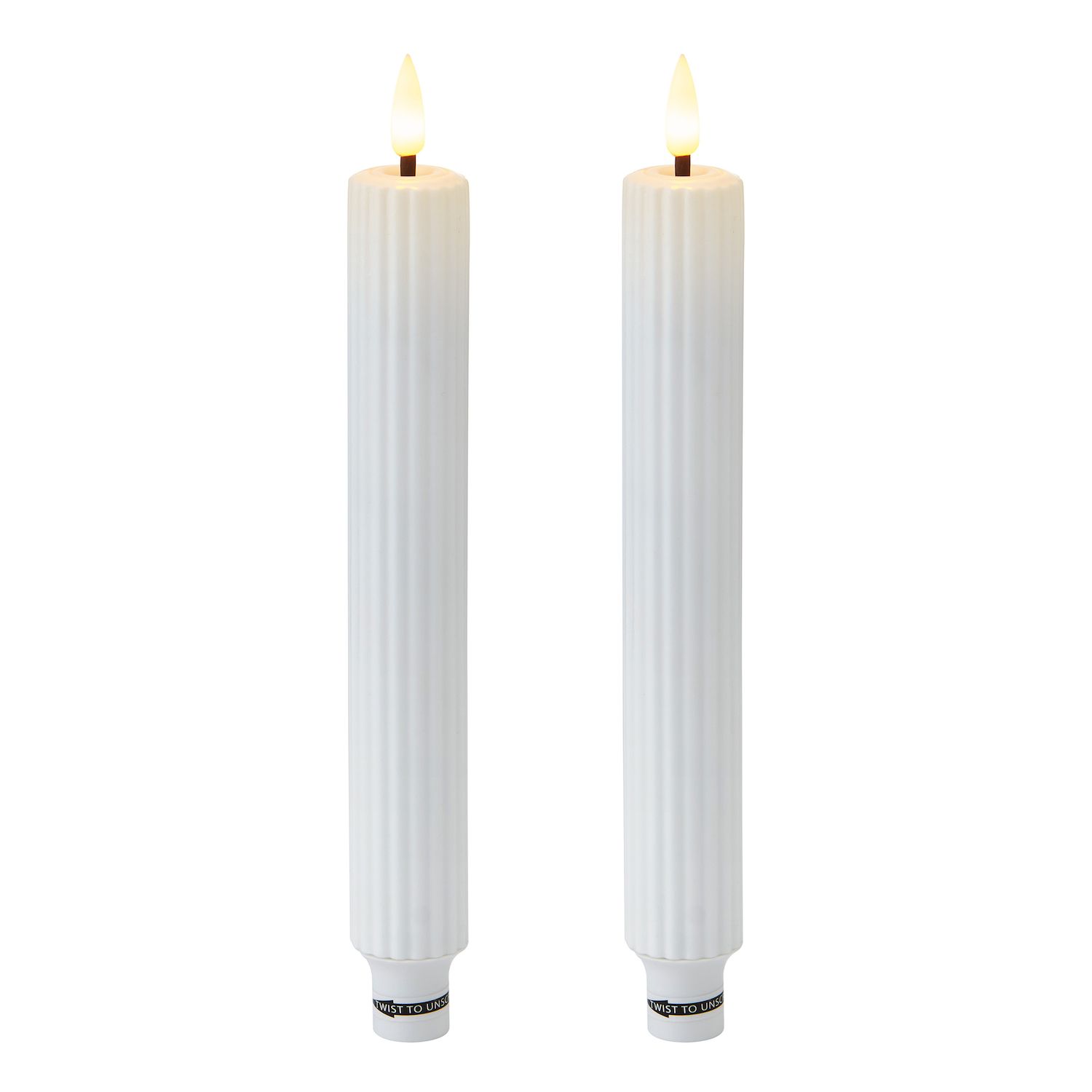 Mikasa White Teardrop Wick LED Wax Tapered Candle 2 Piece Set   6749885