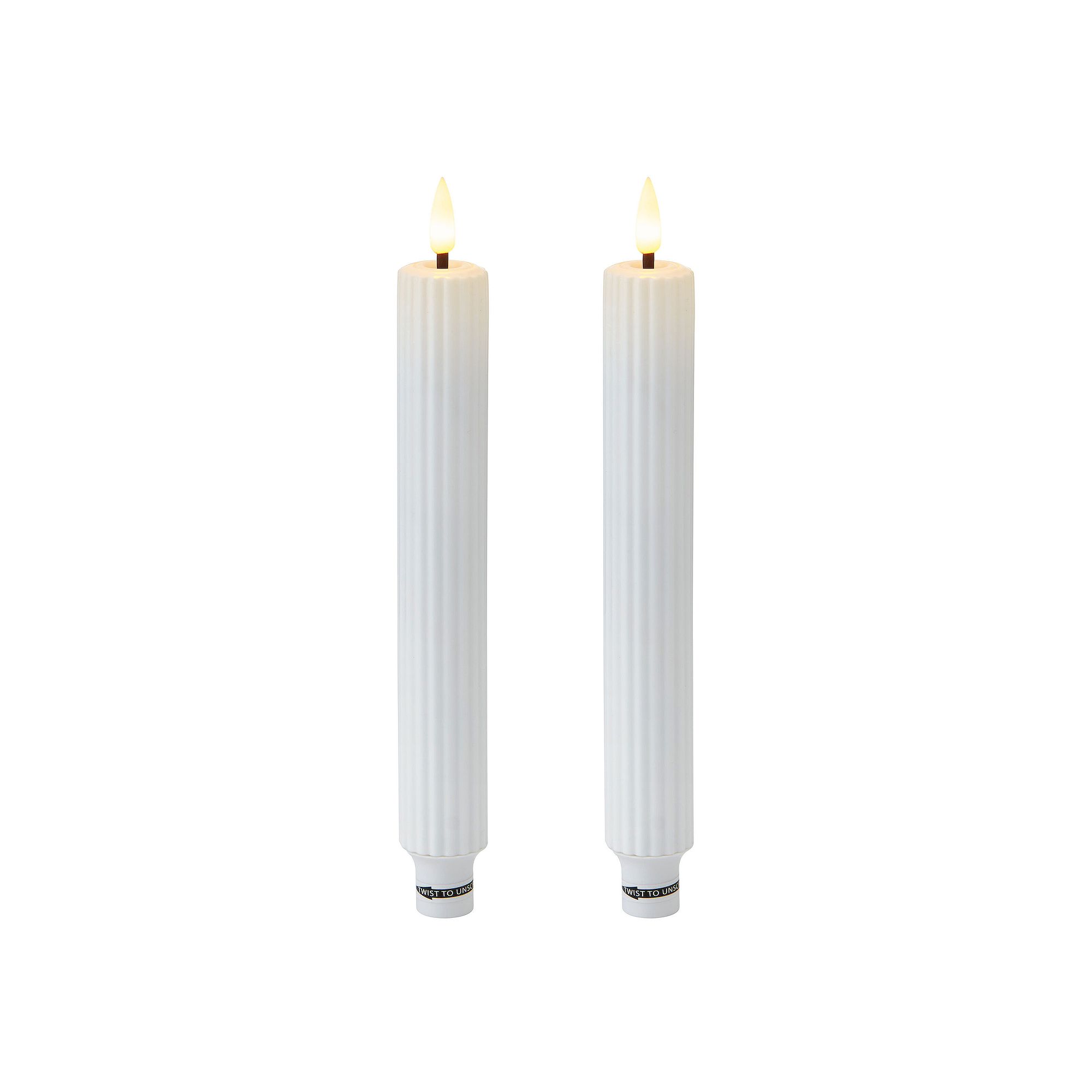 Mikasa White Teardrop Wick LED Wax Tapered Candle 2-piece Set