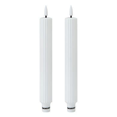 Mikasa White Teardrop Wick LED Wax Tapered Candle 2-piece Set