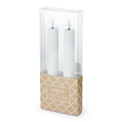 Mikasa White Teardrop Wick LED Wax Tapered Candle 2-piece Set