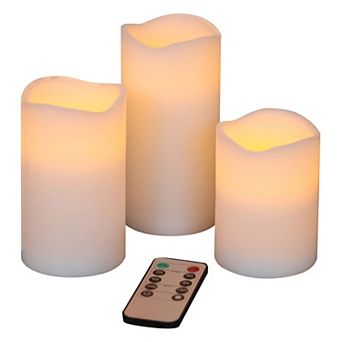 Mikasa White LED Wax Pillar Candle 3 pc Set