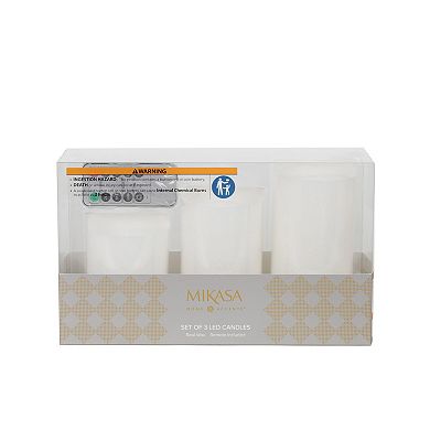 Mikasa White LED Wax Pillar Candle 3-piece Set