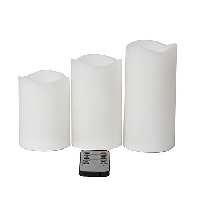 Mikasa White LED Wax Pillar Candle 3-piece Set