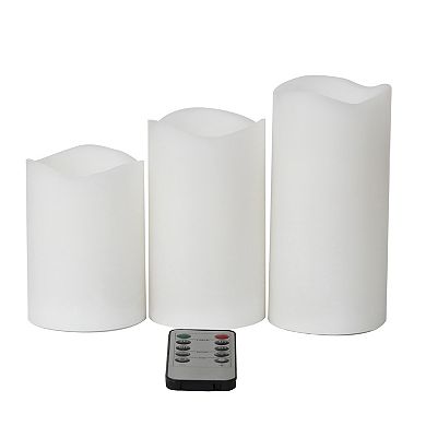 Mikasa White LED Wax Pillar Candle 3-piece Set