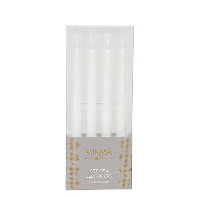 Mikasa White LED Plastic Tapered Candle 4-piece Set