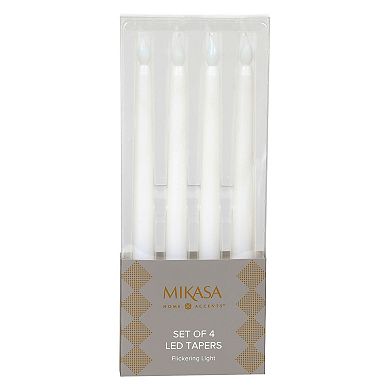 Mikasa White LED Plastic Tapered Candle 4-piece Set