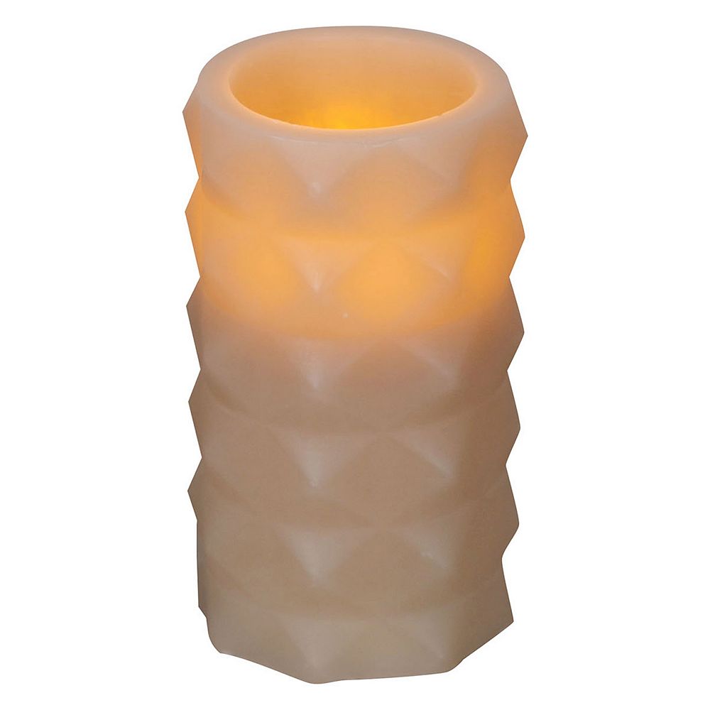 Mikasa Taupe Embossed LED Wax Pillar Candle