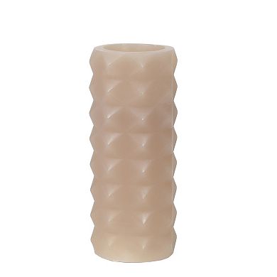 Mikasa Taupe Embossed LED Wax Pillar Candle