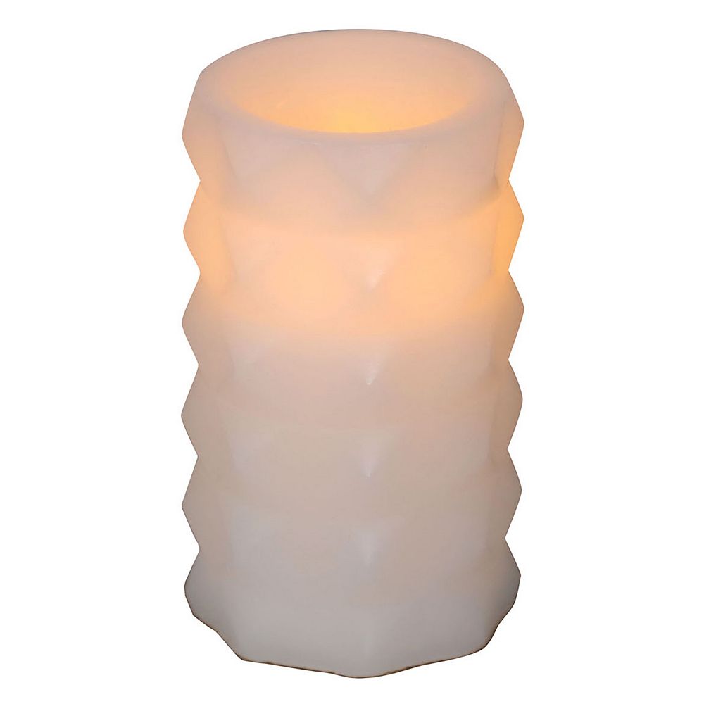 Mikasa White Embossed LED Wax Pillar Candle