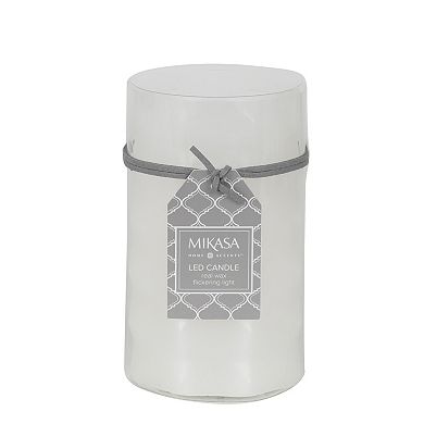 Mikasa White Embossed LED Wax Pillar Candle