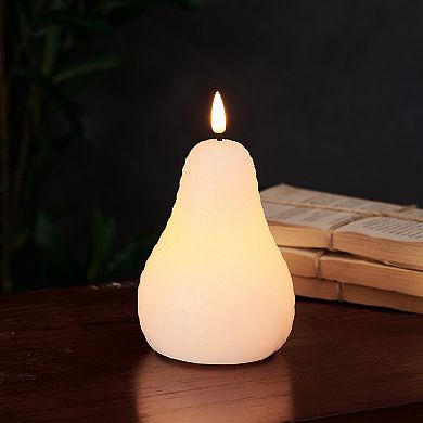 Mikasa White Pear Teardrop Wick LED Wax Figure Table Décor