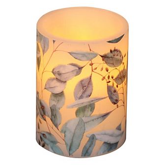 Mikasa Eucalyptus Decal LED Wax Pillar Candle