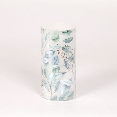Mikasa Eucalyptus Decal LED Wax Tall Pillar Candle