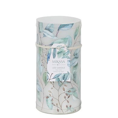 Mikasa Eucalyptus Decal LED Wax Tall Pillar Candle