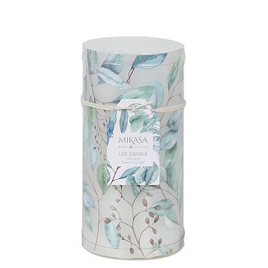 Mikasa Eucalyptus Decal LED Wax Pillar Candle