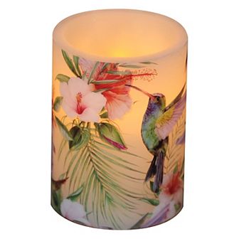 Mikasa Hummingbird Decal LED Wax Pillar Candle