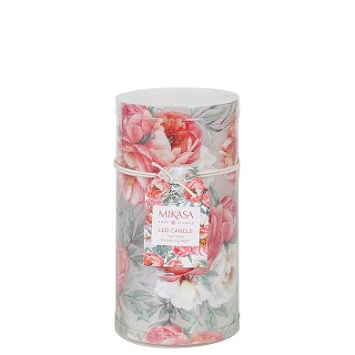 Mikasa Floral Decal LED Wax Pillar Candle