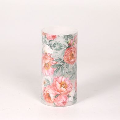 Mikasa Floral Decal LED Wax Pillar Candle