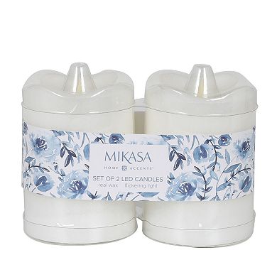 Mikasa White LED Wax Pillar Candle 2-piece Set