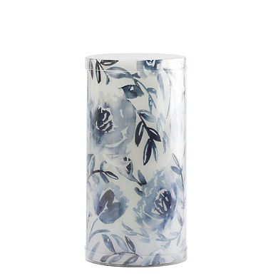 Mikasa Blue Flower Decal LED Wax Pillar Candle