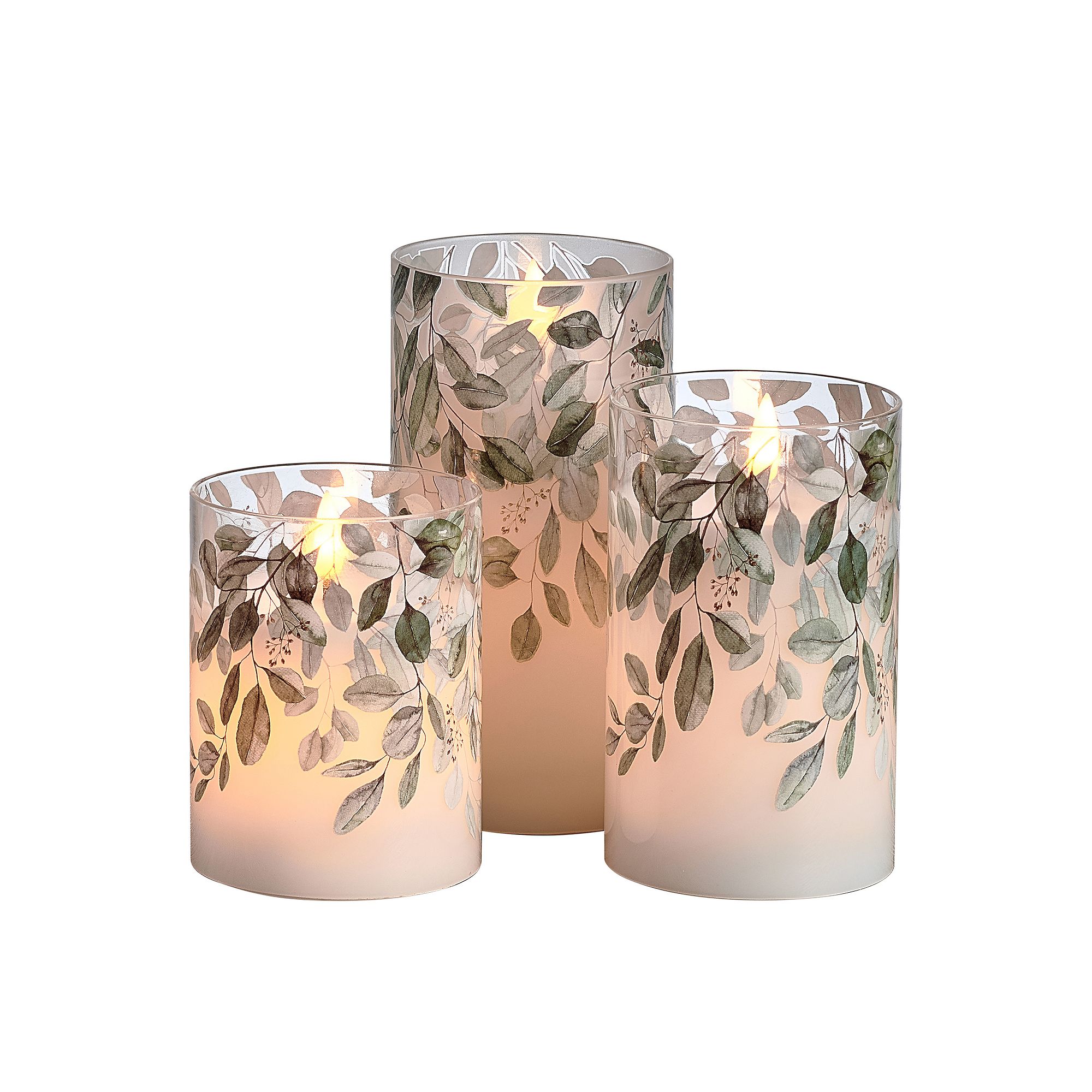 Mikasa Eucalyptus Teardrop Wick LED Wax Candle 3-piece Set, White