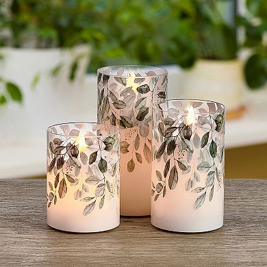 Mikasa Eucalyptus Teardrop Wick LED Wax Candle 3-piece Set