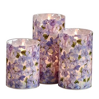 Mikasa Hydrangea Teardrop Wick LED Wax Candle 3 pc Set