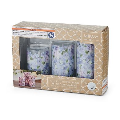 Mikasa Hydrangea Teardrop Wick LED Wax Candle 3-piece Set