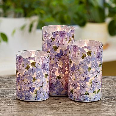 Mikasa Hydrangea Teardrop Wick LED Wax Candle 3-piece Set