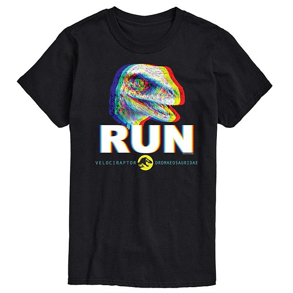 Men's Jurassic World run Glitch Velociraptor Graphic Tee