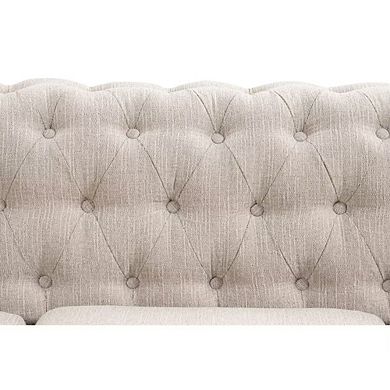 Morden Fort Linen Chesterfield Loveseat With Roll Arms