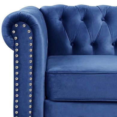 Morden Fort Modern Contemporary Love Seat With Deep Button Tufting Dutch Velvet