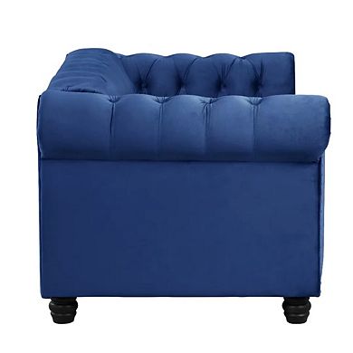 Morden Fort Modern Contemporary Love Seat With Deep Button Tufting Dutch Velvet