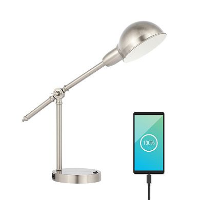 Curtis Vintage Industrial Iron Adjustable Dome Shade Led Task Lamp With Usb Charging Port