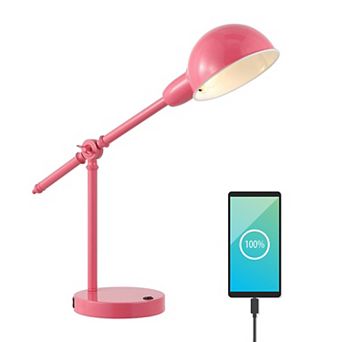 Curtis Vintage Industrial Iron Adjustable Dome Shade Led Task Lamp With Usb Charging Port